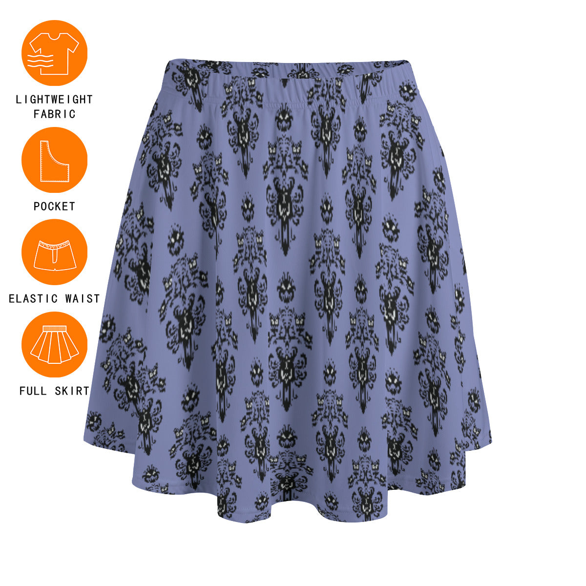 Haunted Mansion Wallpaper Women's Skirt With Pockets