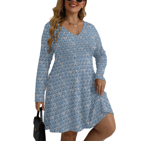 World Traveler Plus Size Women's V-neck Long Sleeve Dress