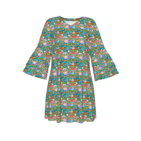 Park Map Women's Stacked Ruffle Sleeve Dress