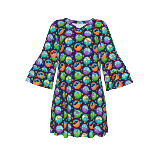 Button Collector Women's Stacked Ruffle Sleeve Dress