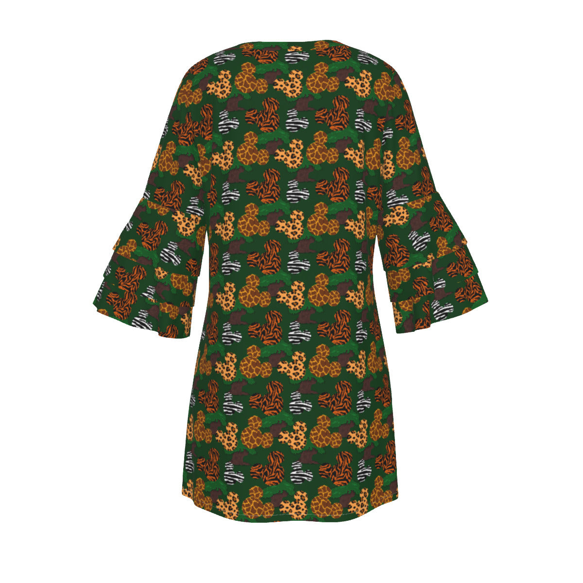 Animal Prints Women's Stacked Ruffle Sleeve Dress