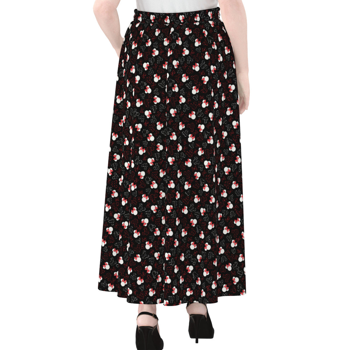 Mickey And Minnie Dots Women's Maxi Chiffon Skirt - Ambrie