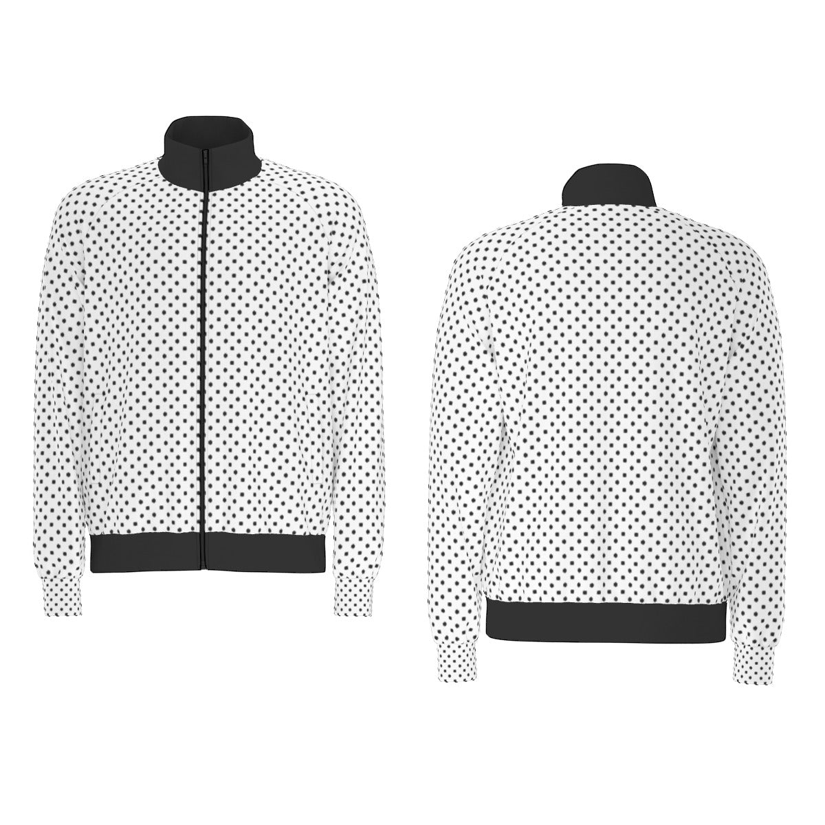 White With Black Polka Dots Unisex Stand Collar Jacket