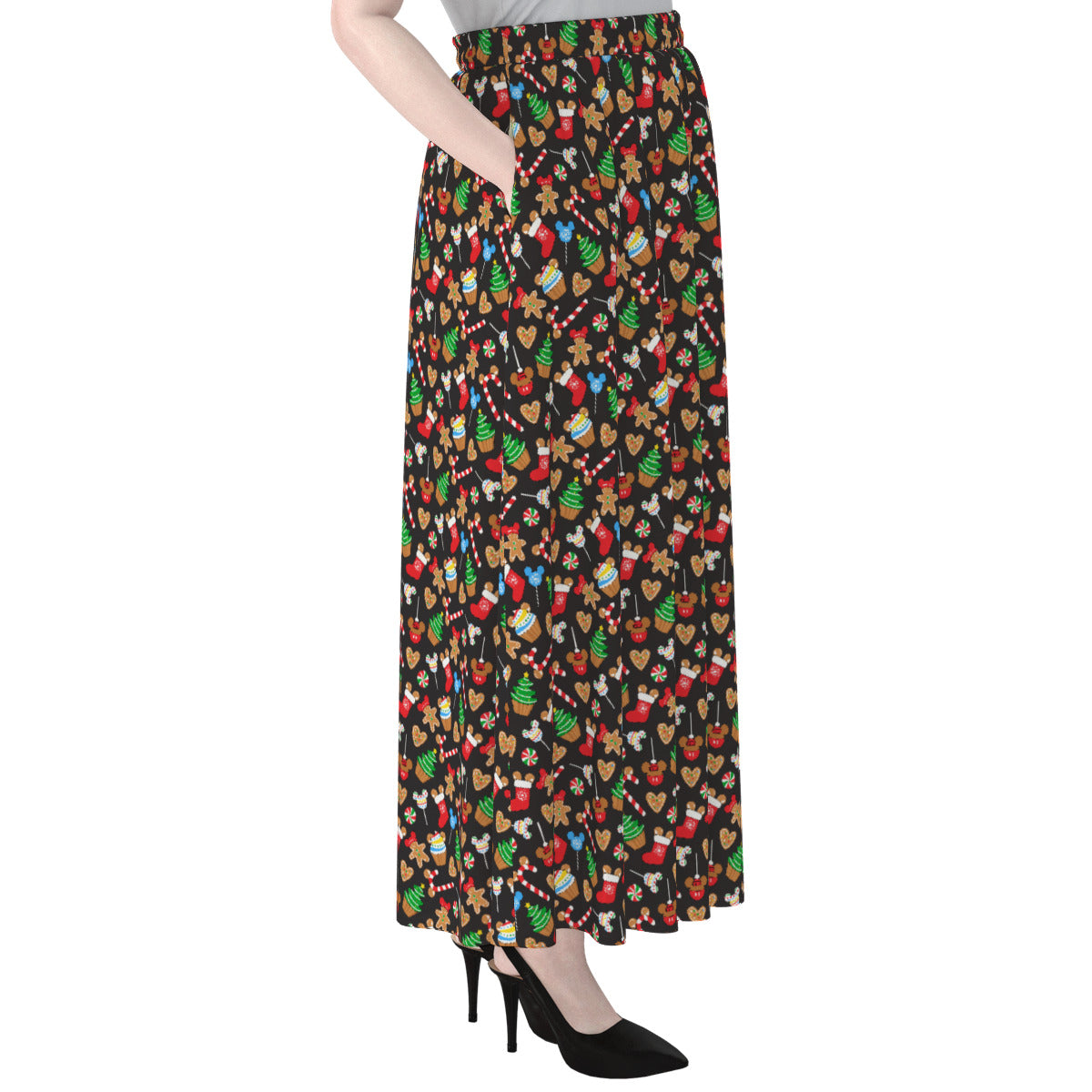 Christmas Snacks Women's Maxi Chiffon Skirt