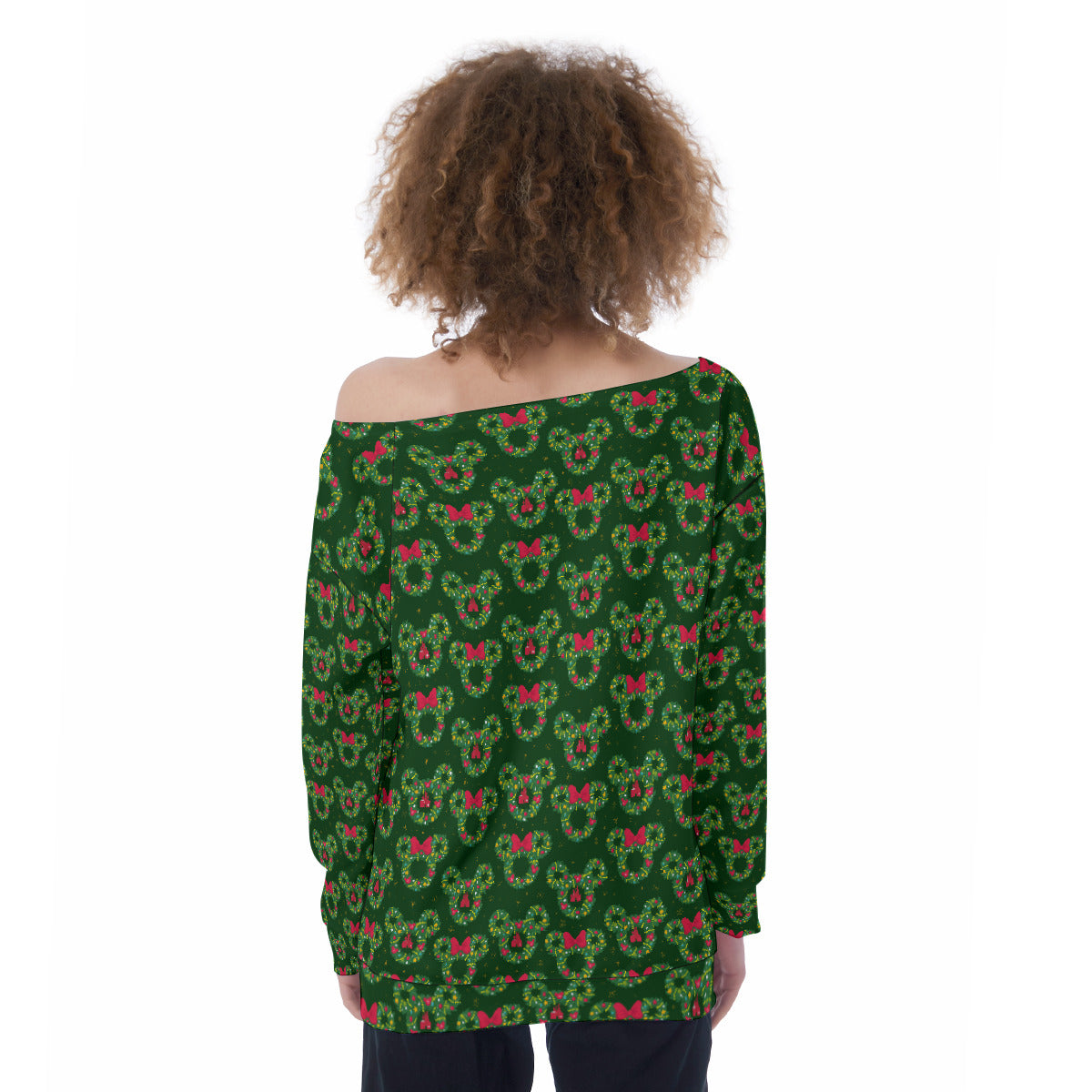 Christmas Wreaths Oversized Women's Off-Shoulder Sweatshirt