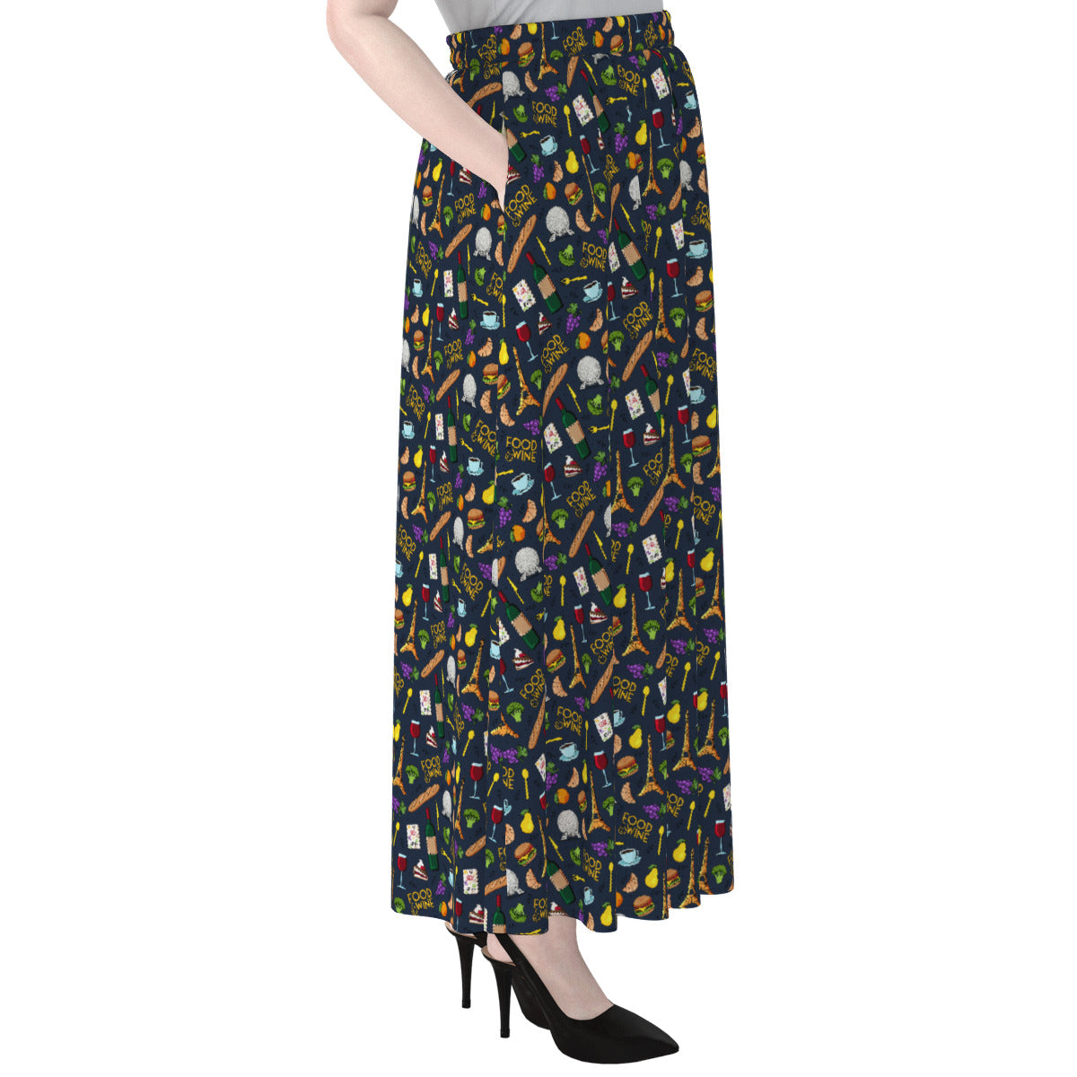 Food & Wine Women's Maxi Chiffon Skirt
