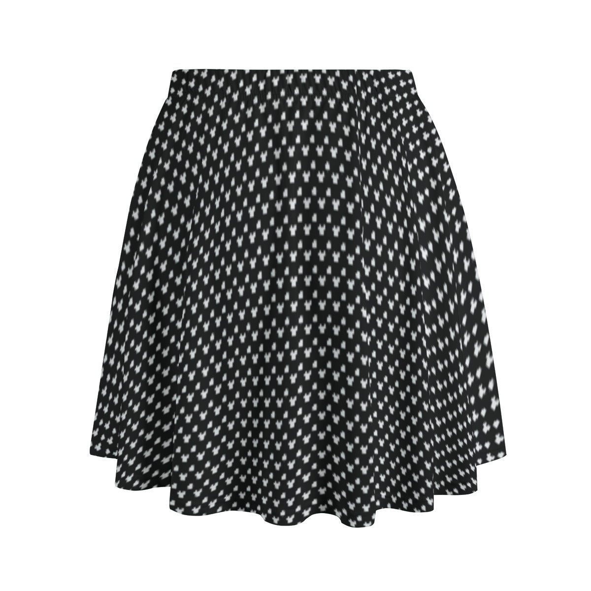 Black With White Mickey Polka Dots Women's Skirt With Pockets