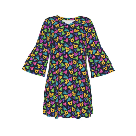 Glitter Park Snacks Women's Stacked Ruffle Sleeve Dress