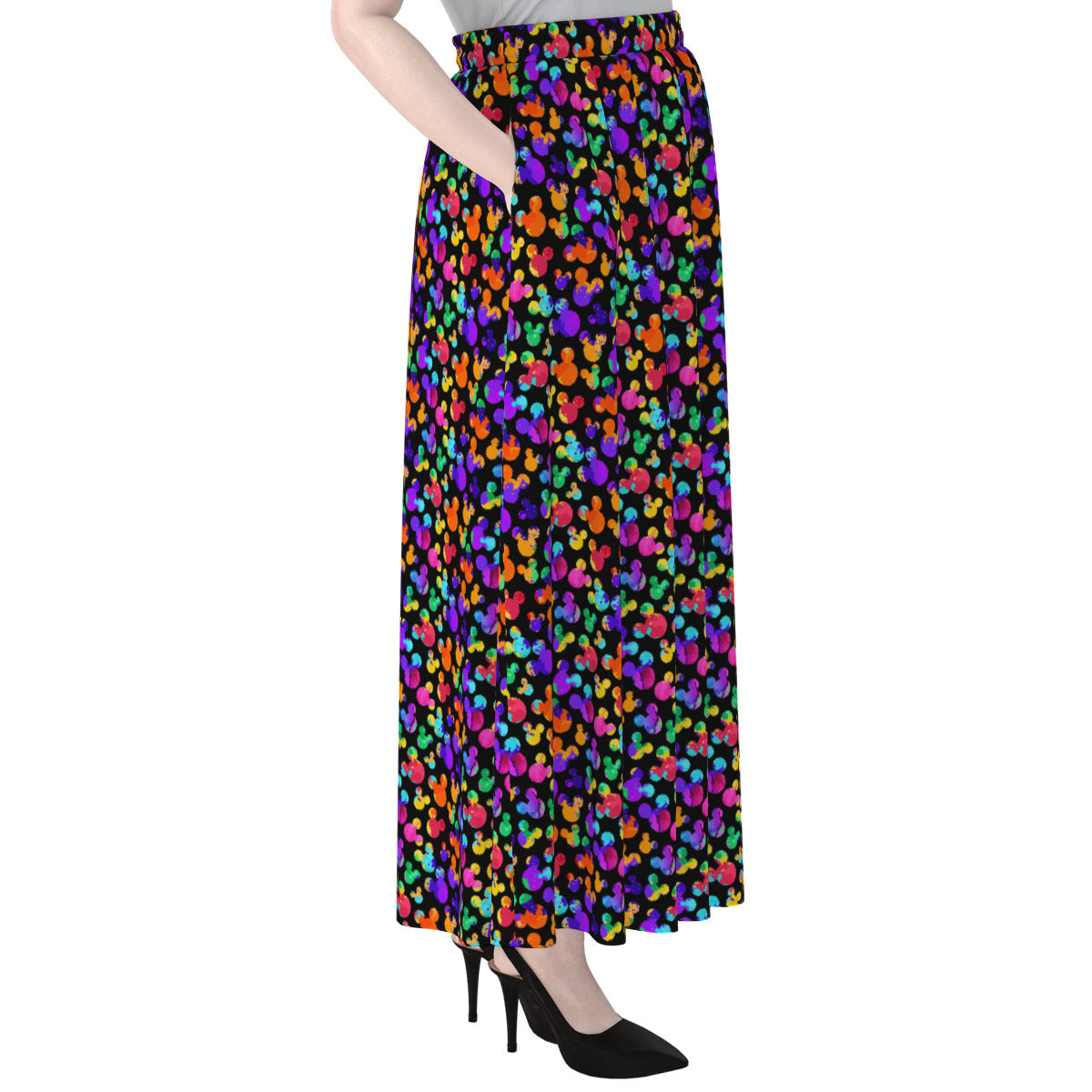 Watercolor Women's Maxi Chiffon Skirt