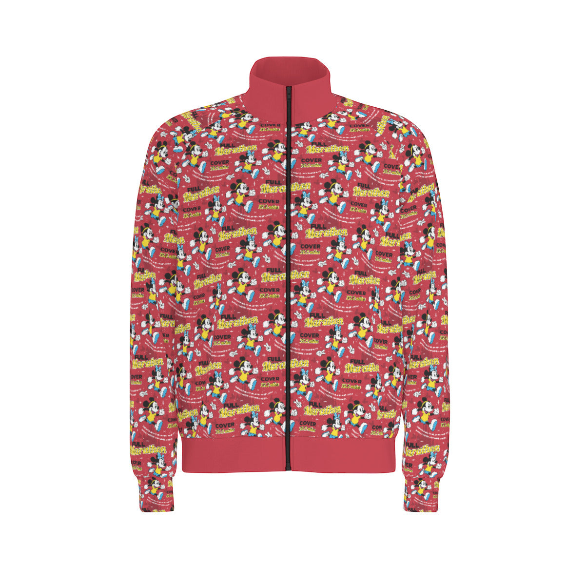 Mickey And Minnie Marathon All Over Print Unisex Stand Collar Jacket