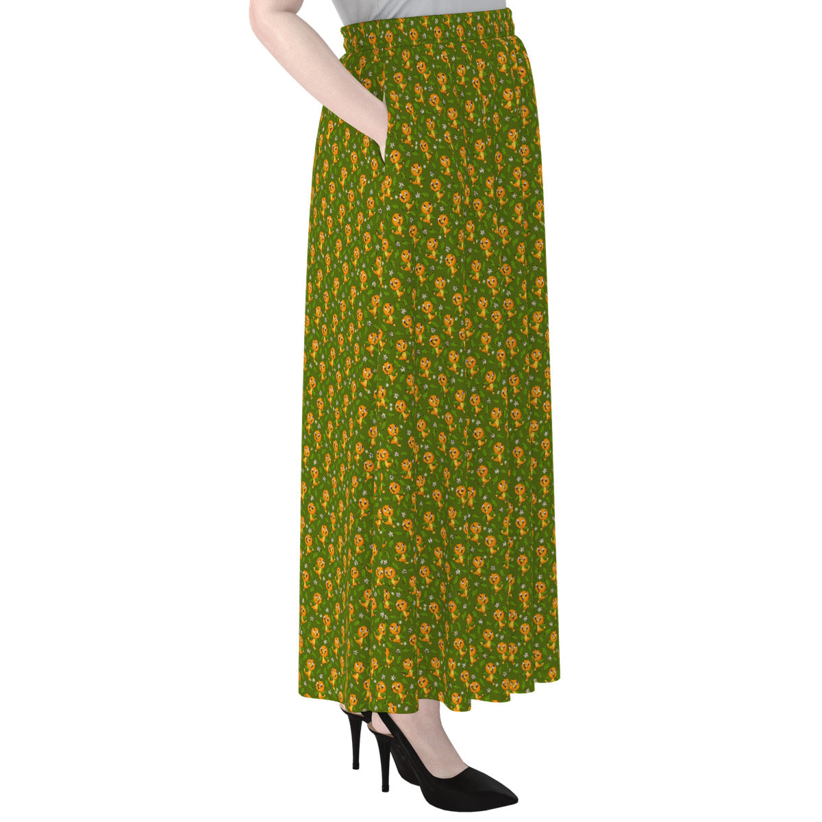 Orange Bird Women's Maxi Chiffon Skirt