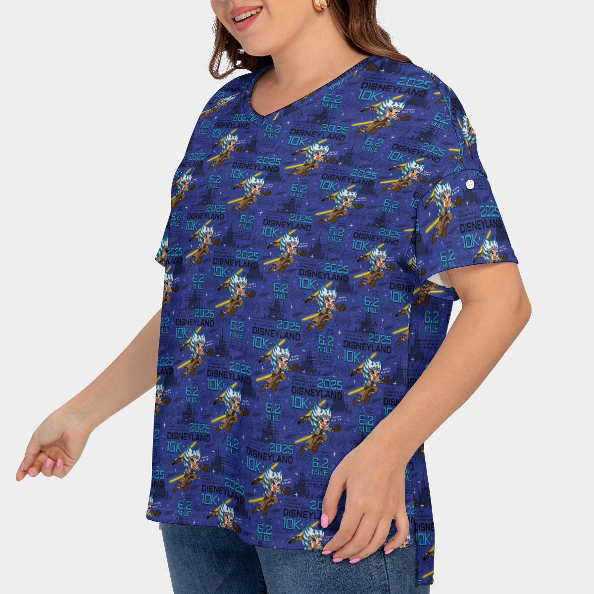 Disneyland 10K Women's Plus Size Short Sleeve T-shirt With Sleeve Loops