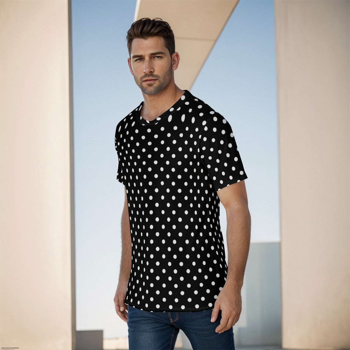 Black With White Polka Dots Unisex T-Shirt