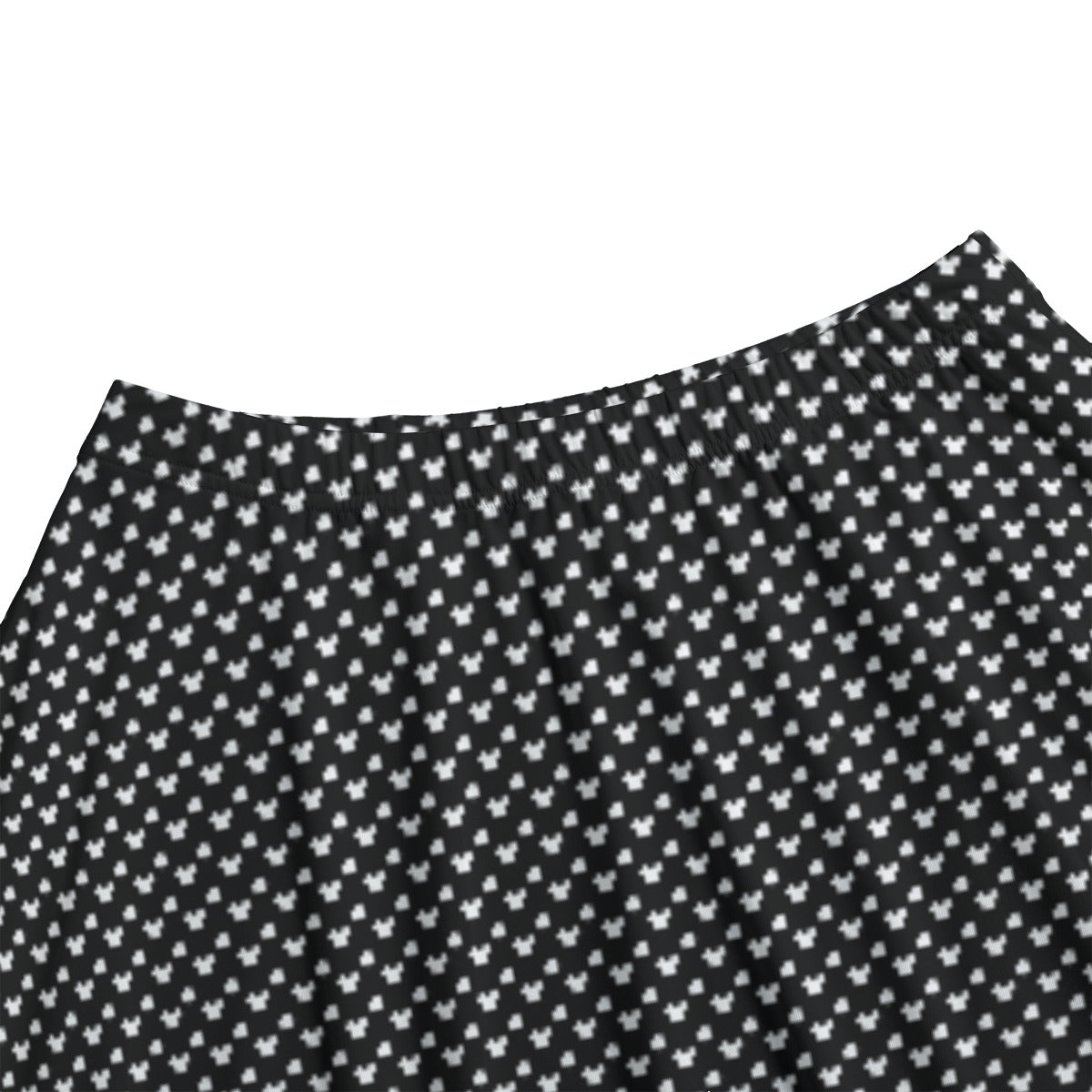 Black With White Mickey Polka Dots Women's Skirt With Pockets