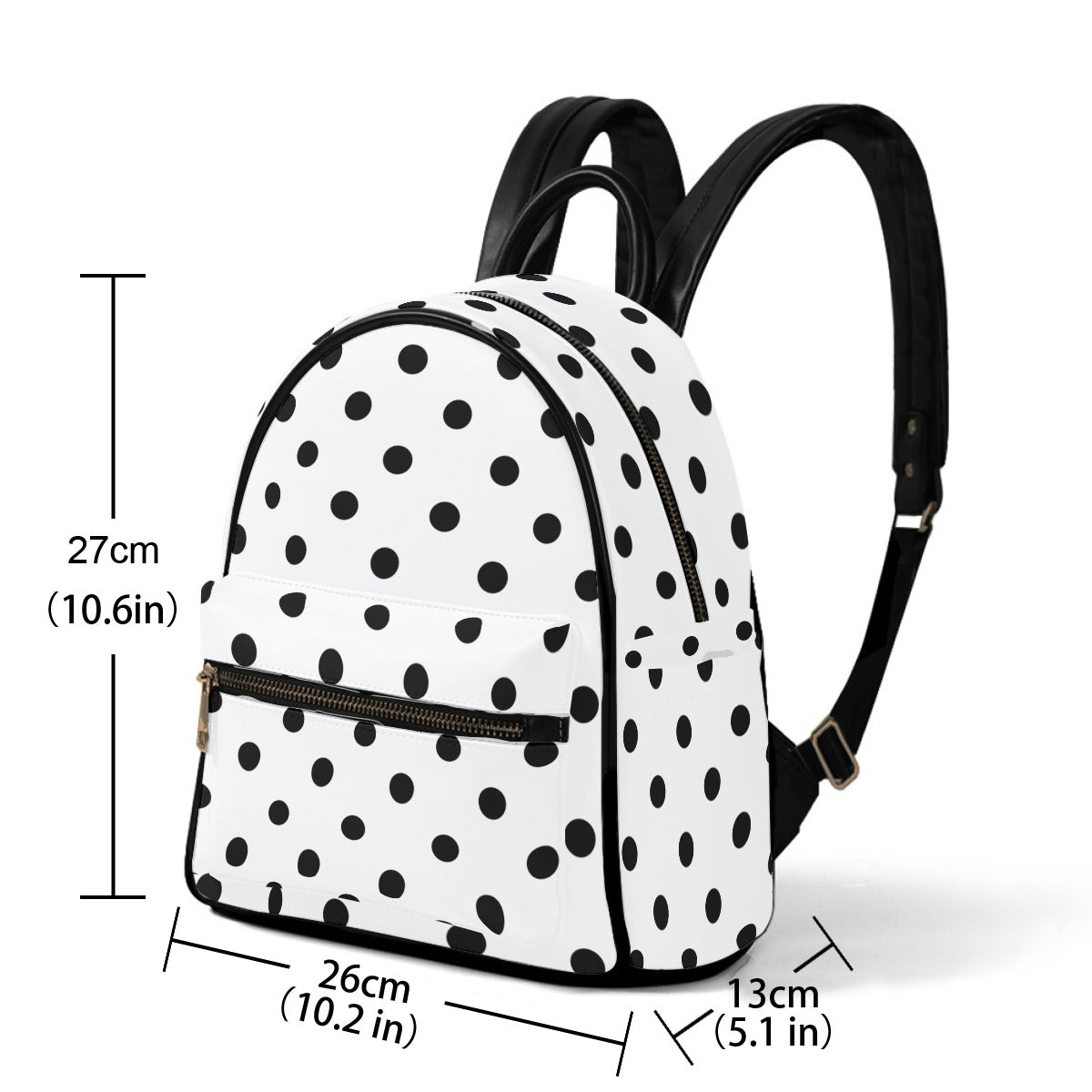 White With Black Polka Dots Mini Backpack