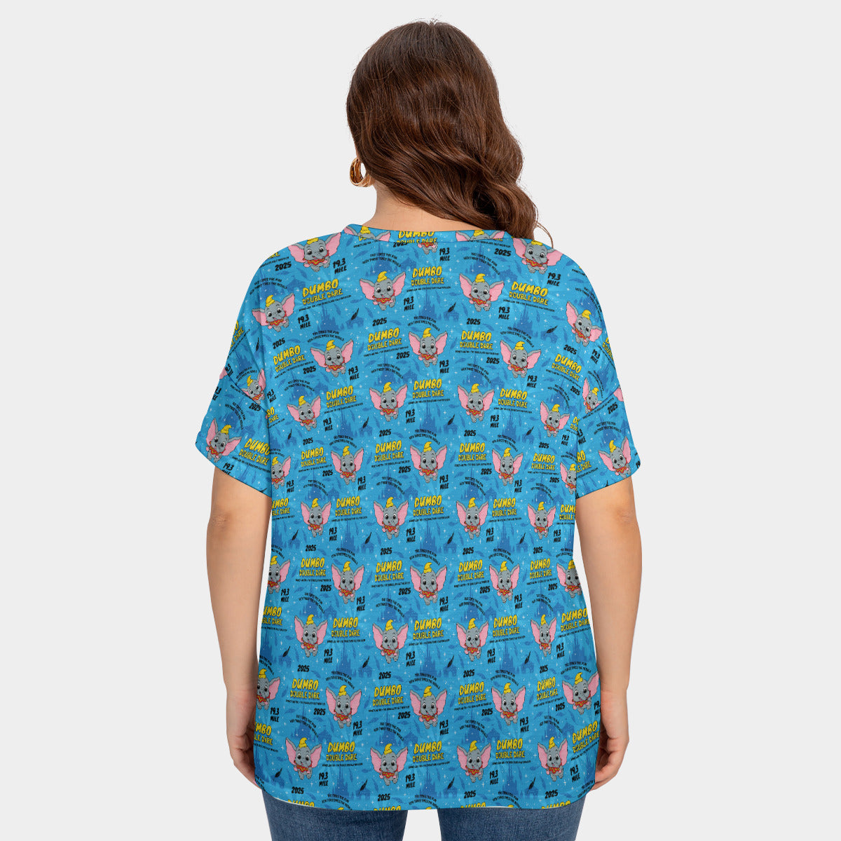 Disneyland Dumbo Double Dare Women's Plus Size Short Sleeve T-shirt With Sleeve Loops