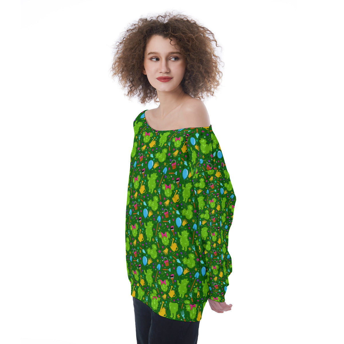 Flower And Garden Oversized Women's Off-Shoulder Sweatshirt