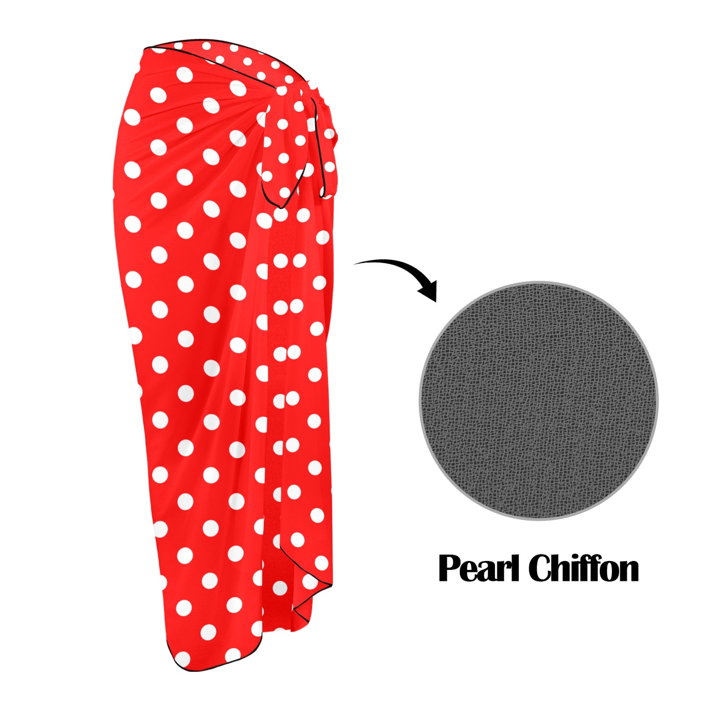 Red With White Polka Dots Long Beach Sarong Wrap