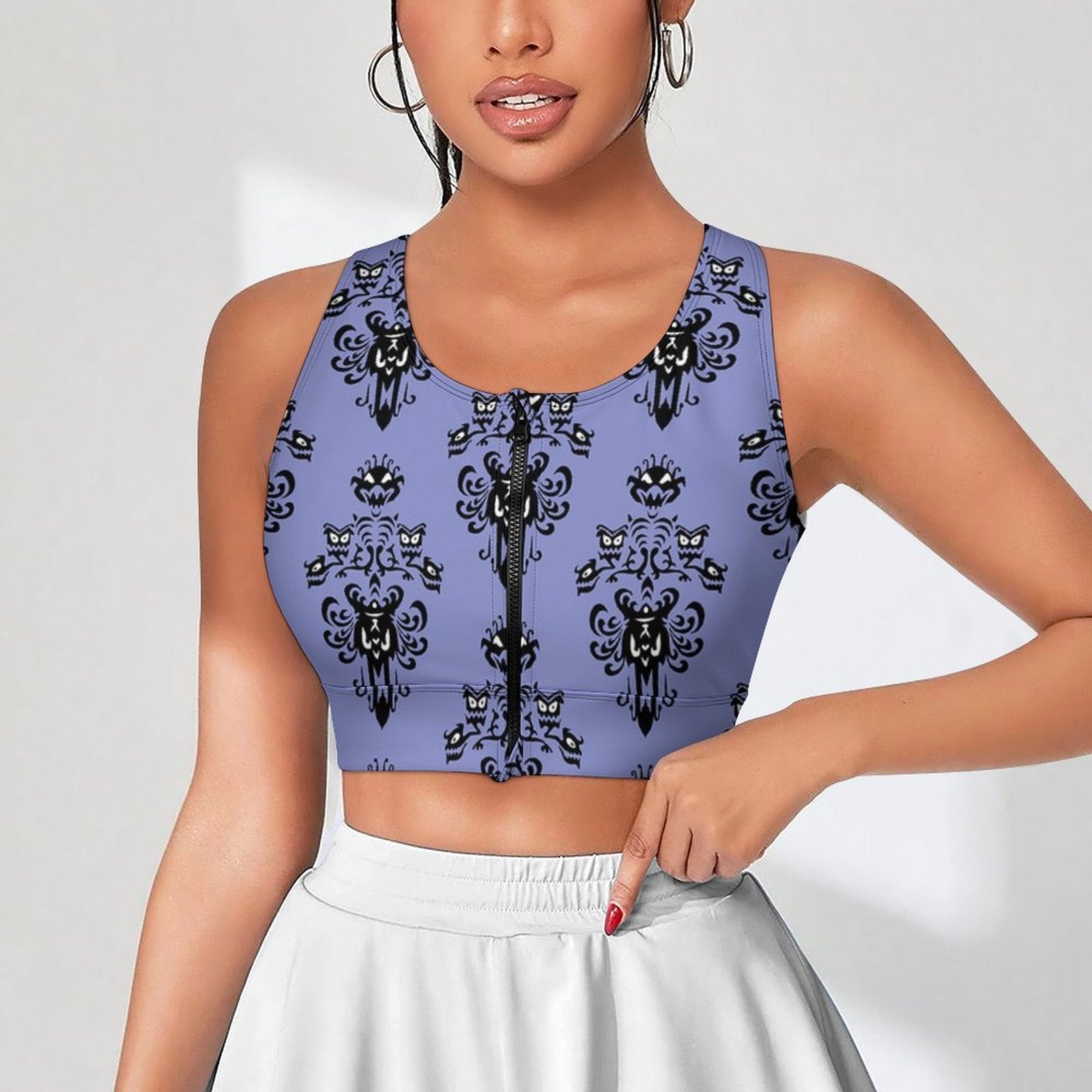 Haunted Mansion Wallpaper Women's Yoga Zipper Vest - Ambrie
