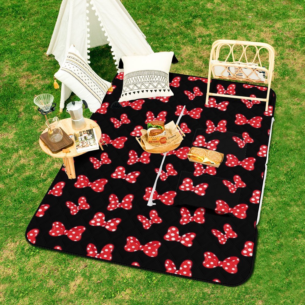 Polka Dot Bows Zipper Picnic Mat