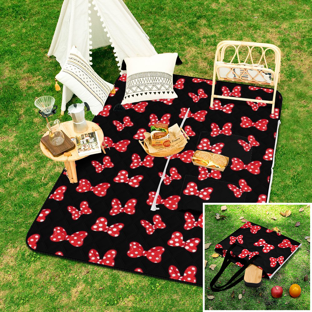 Polka Dot Bows Zipper Picnic Mat