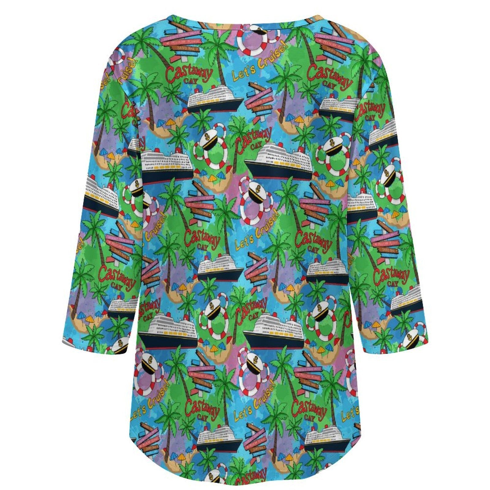 Let's Cruise Women's 3/4 Sleeve Pleated Tunic Top - Ambrie