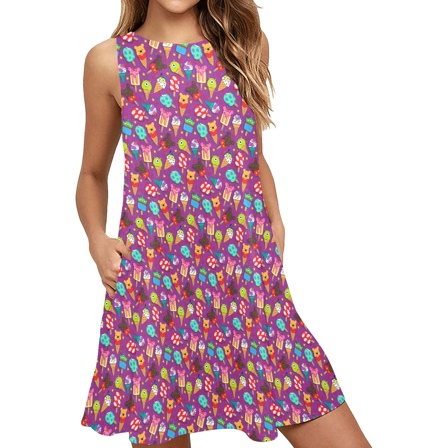 Ice Cream Sleeveless A-Line Pocket Dress