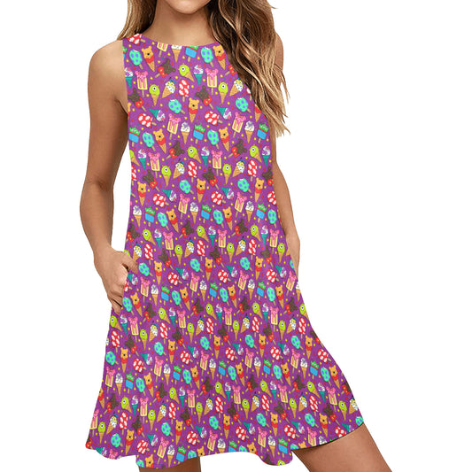 Ice Cream Sleeveless A-Line Pocket Dress