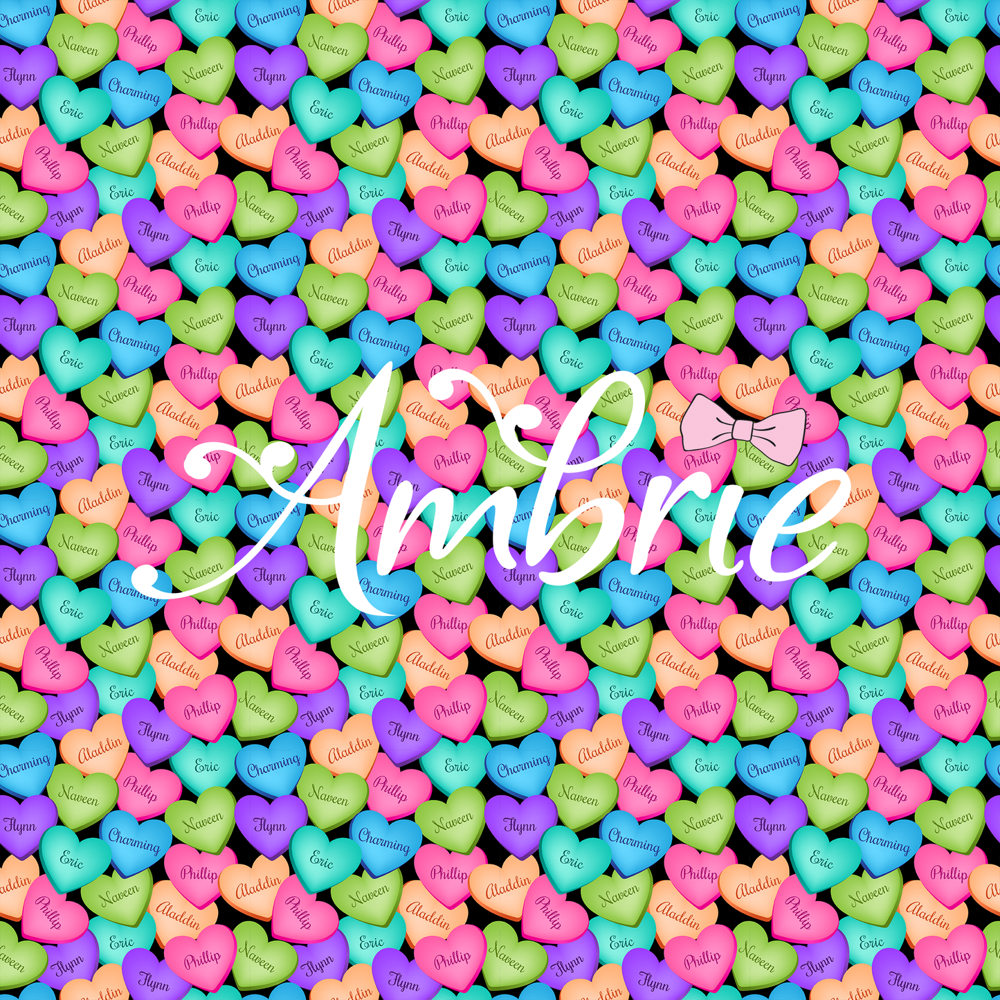 Valentine's Day Candy Hearts Seamless Pattern, Magical Cartoon Seamless pattern, Fabric Sublimation