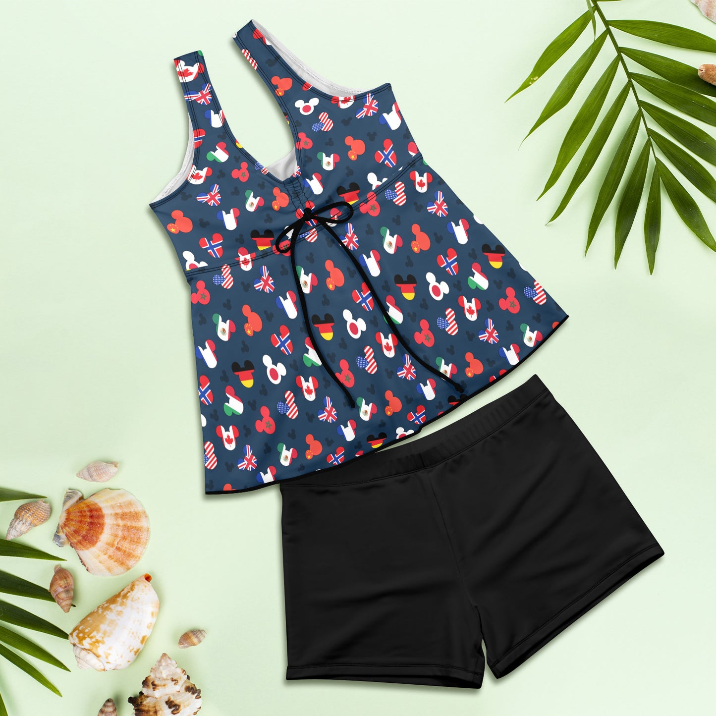 Mickey Flags Two Piece Women's Tankini Swimsuit