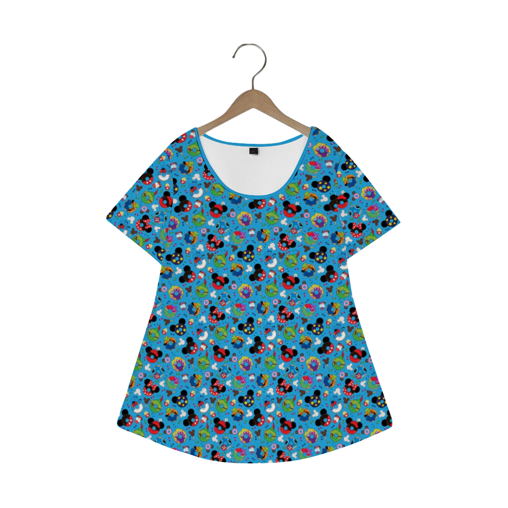 Character Donuts Women's Crew Neck Loose Tunic
