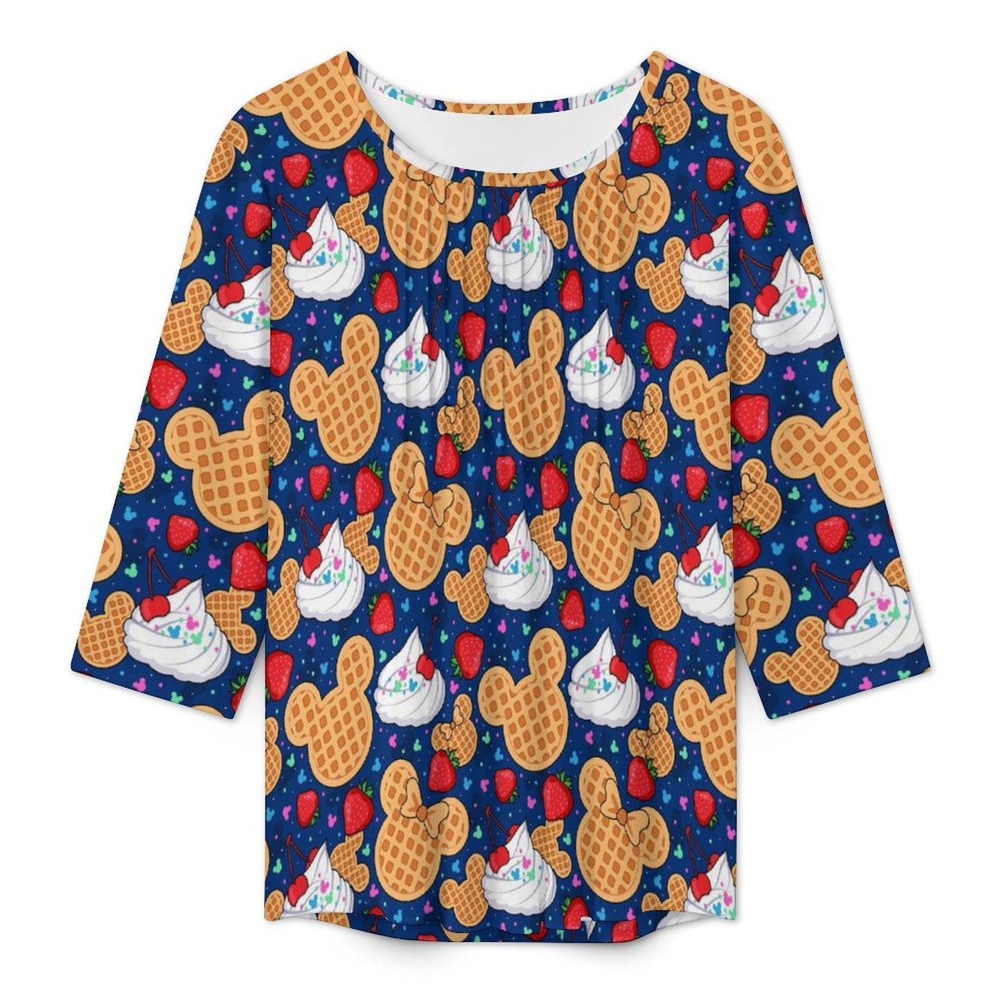 Waffles Women's 3/4 Sleeve Pleated Tunic Top - Ambrie