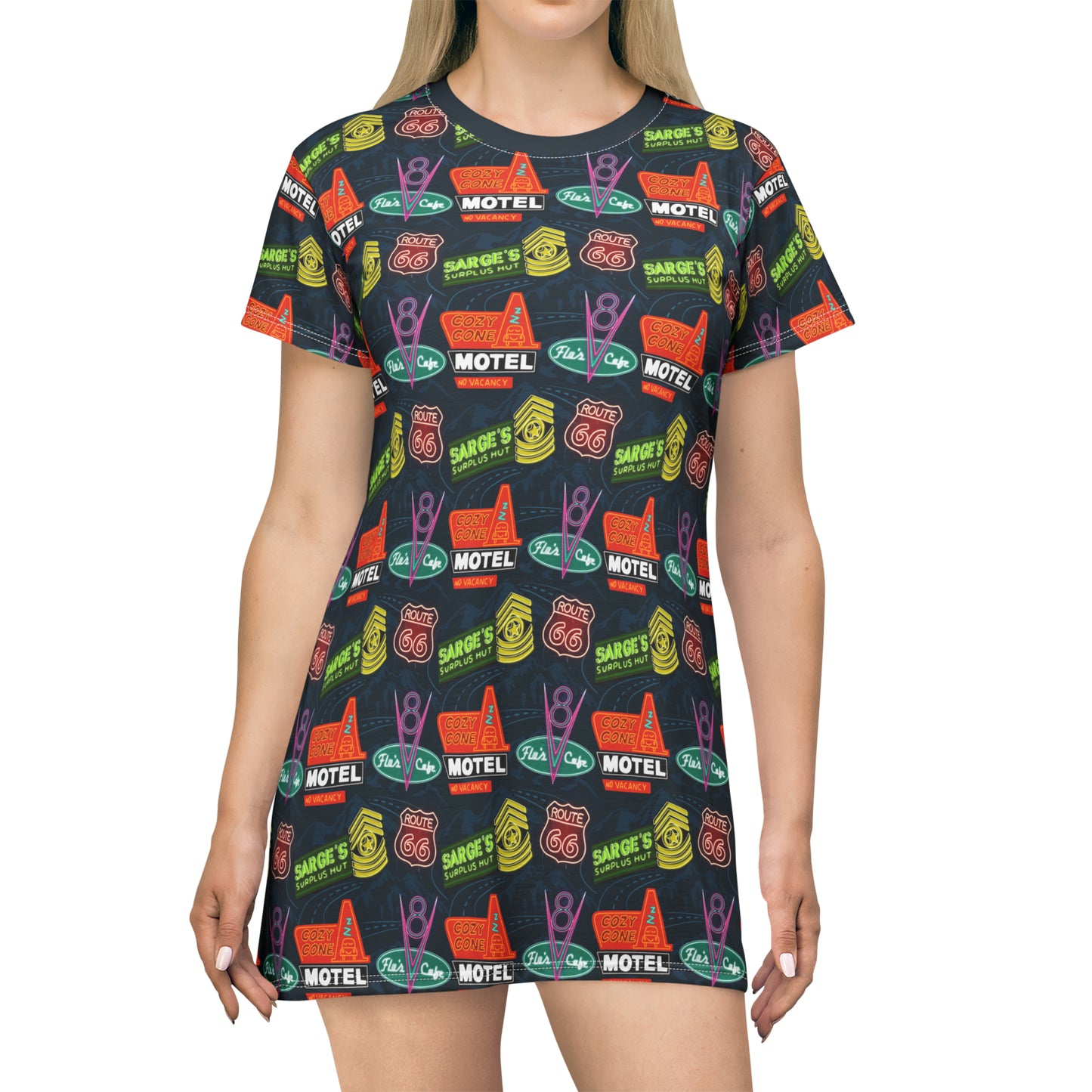 Disney Cars Neon Signs T-Shirt Dress