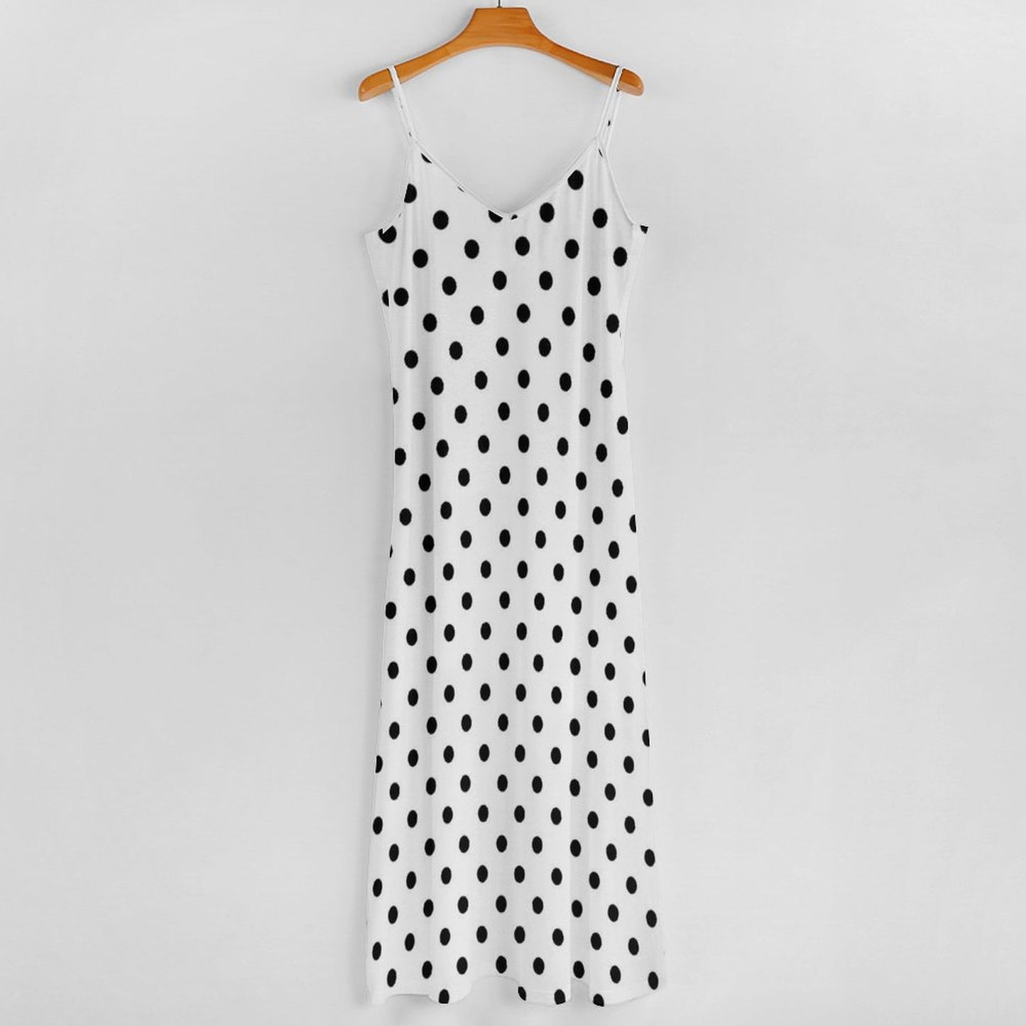 White With Black Polka Dots Women's Summer Slip Long Dress