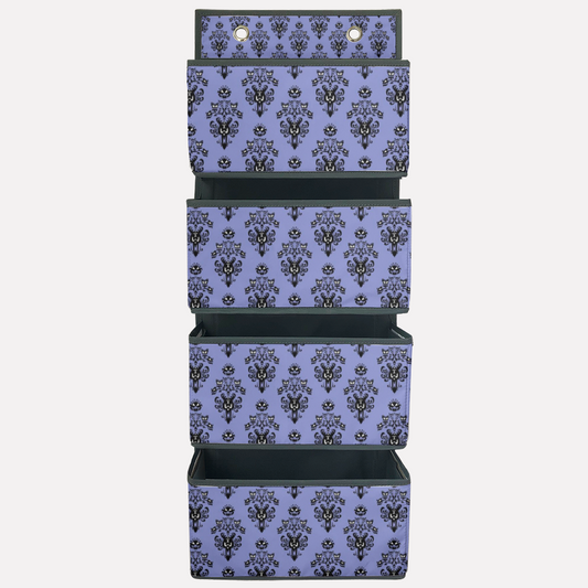 Haunted Mansion Wallpaper 4-Tier Hanging Shelf Wall Closet Storage Organizer Bags