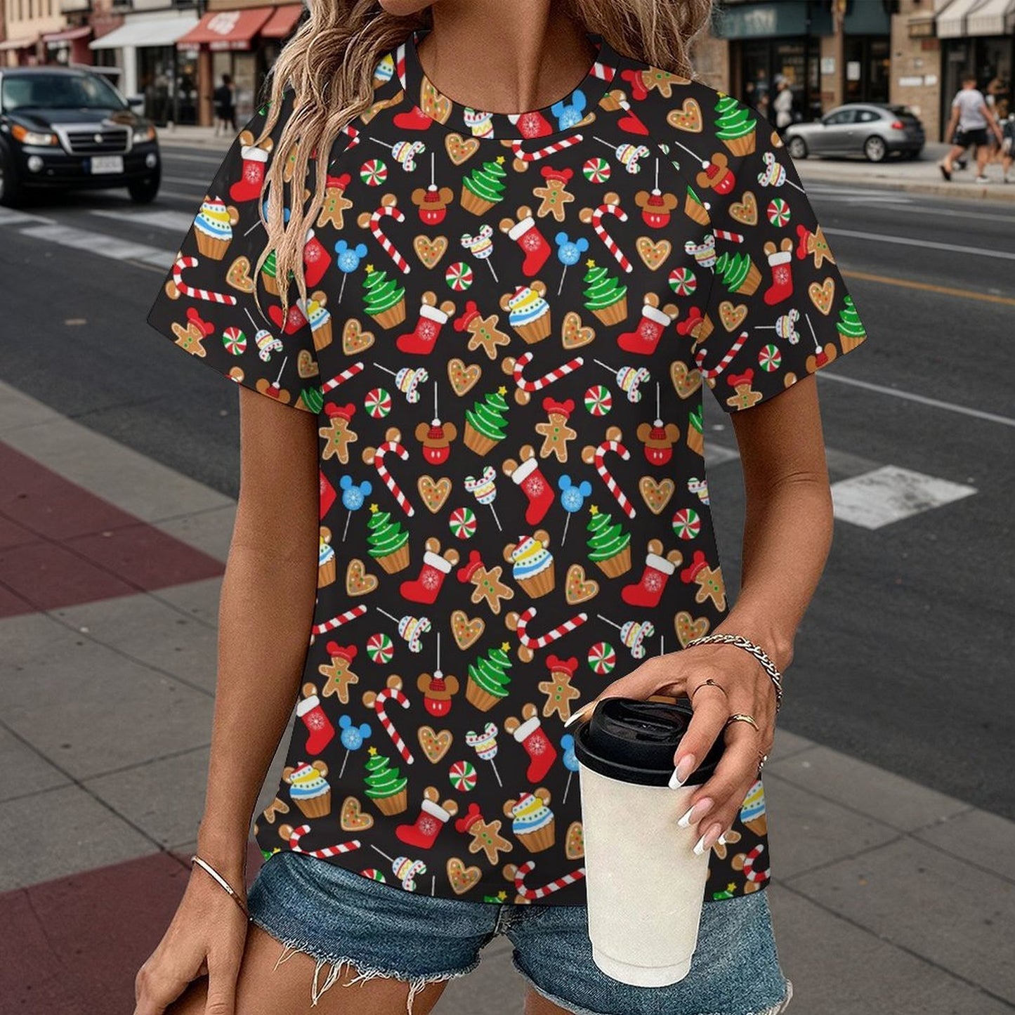 Women's All Over Print Raglan T-Shirt - Ambrie