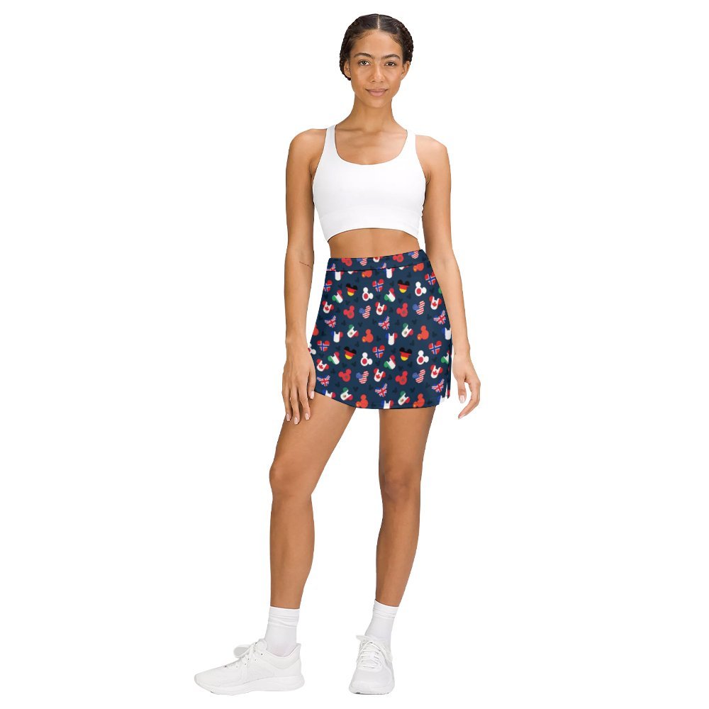 Mickey Flags Athletic A-Line Skirt With Pocket Solid Shorts