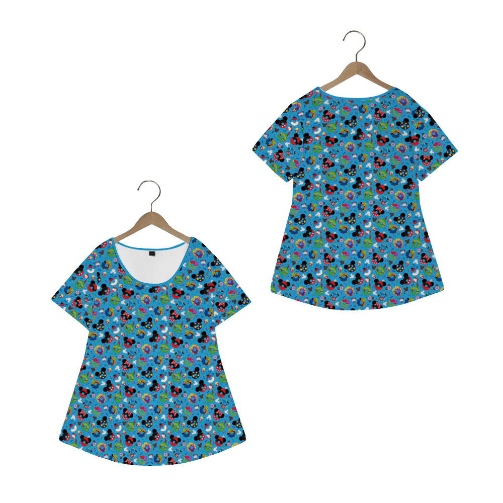 Character Donuts Women's Crew Neck Loose Tunic