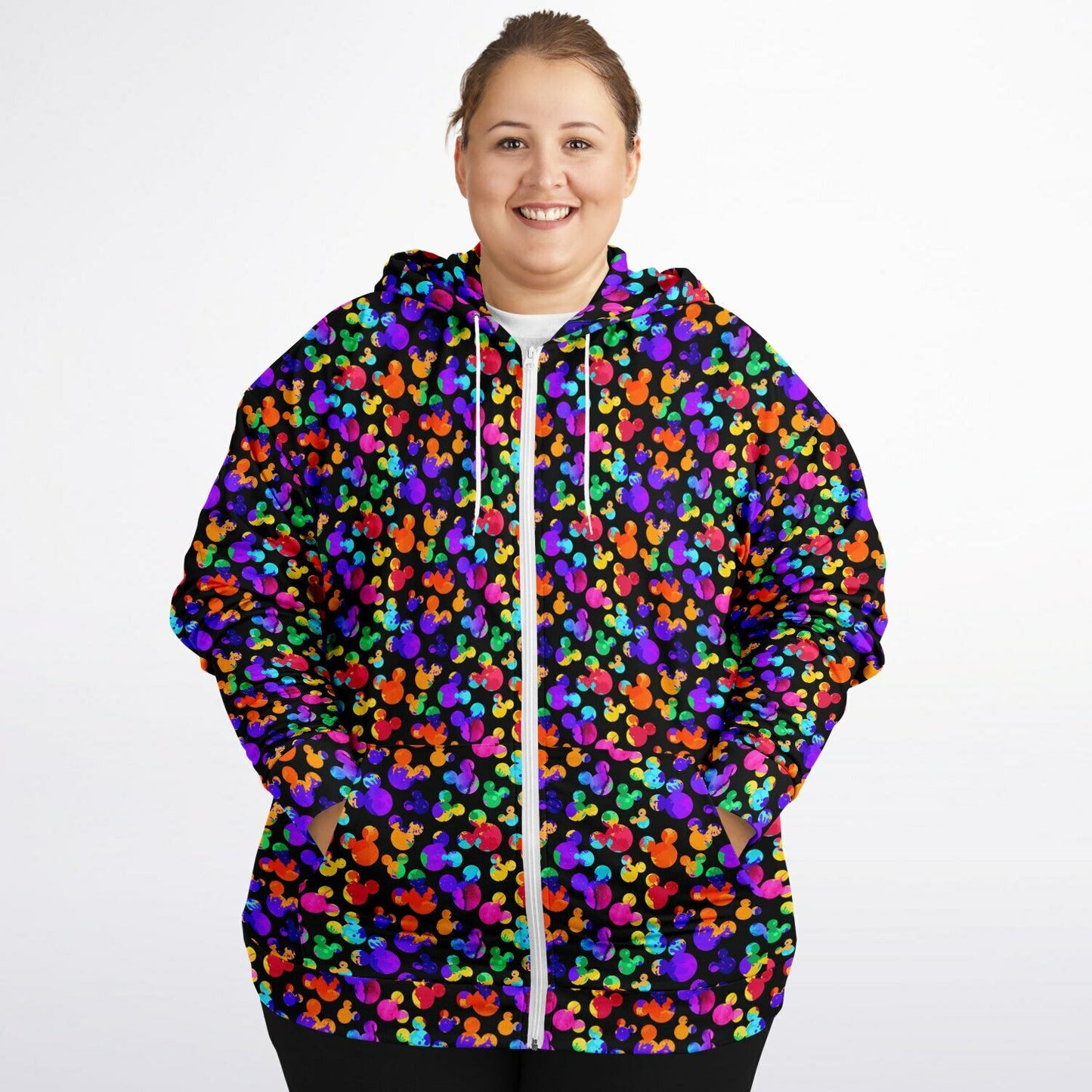 Watercolor Plus-size Unisex Zip Hoodie