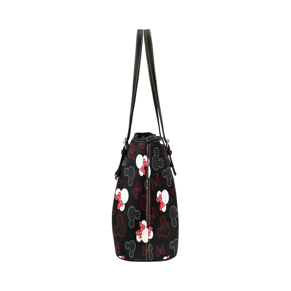 Mickey And Minnie Dots Leather Tote Bag