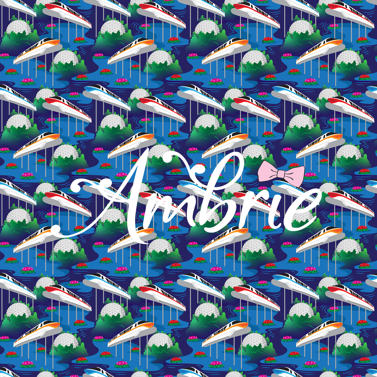 Disney Monorail Seamless Pattern, Magical Cartoon Seamless pattern, Fabric Sublimation