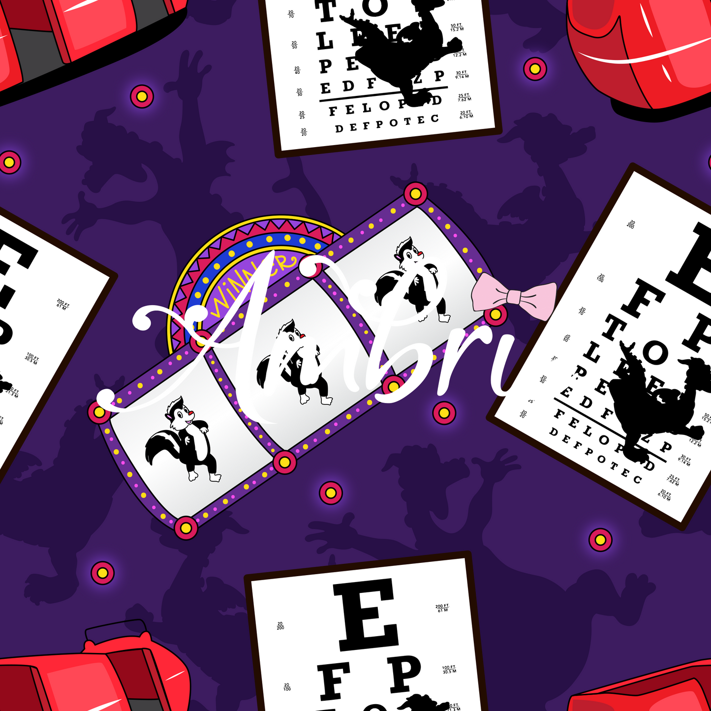 Figment Seamless Pattern, Magical Cartoon Seamless pattern, Fabric Sublimation