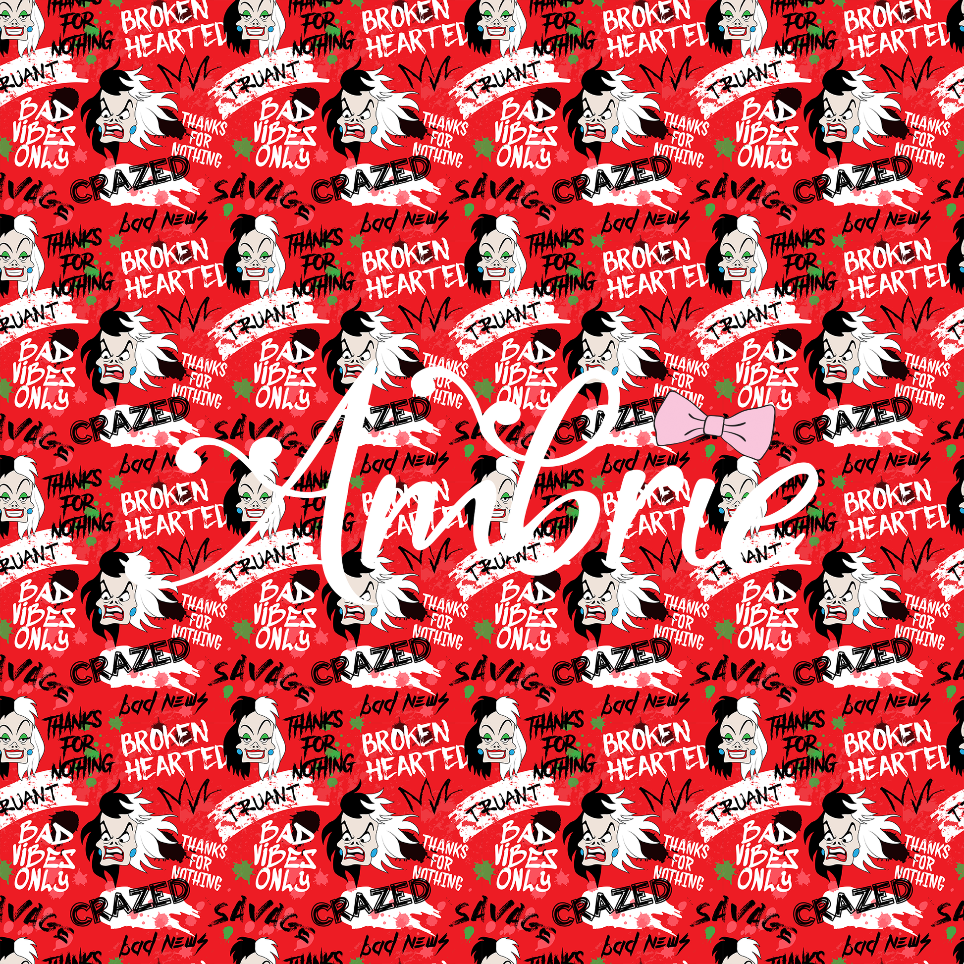 Cruella Seamless Pattern, Magical Cartoon Seamless pattern, Fabric Sublimation - Ambrie