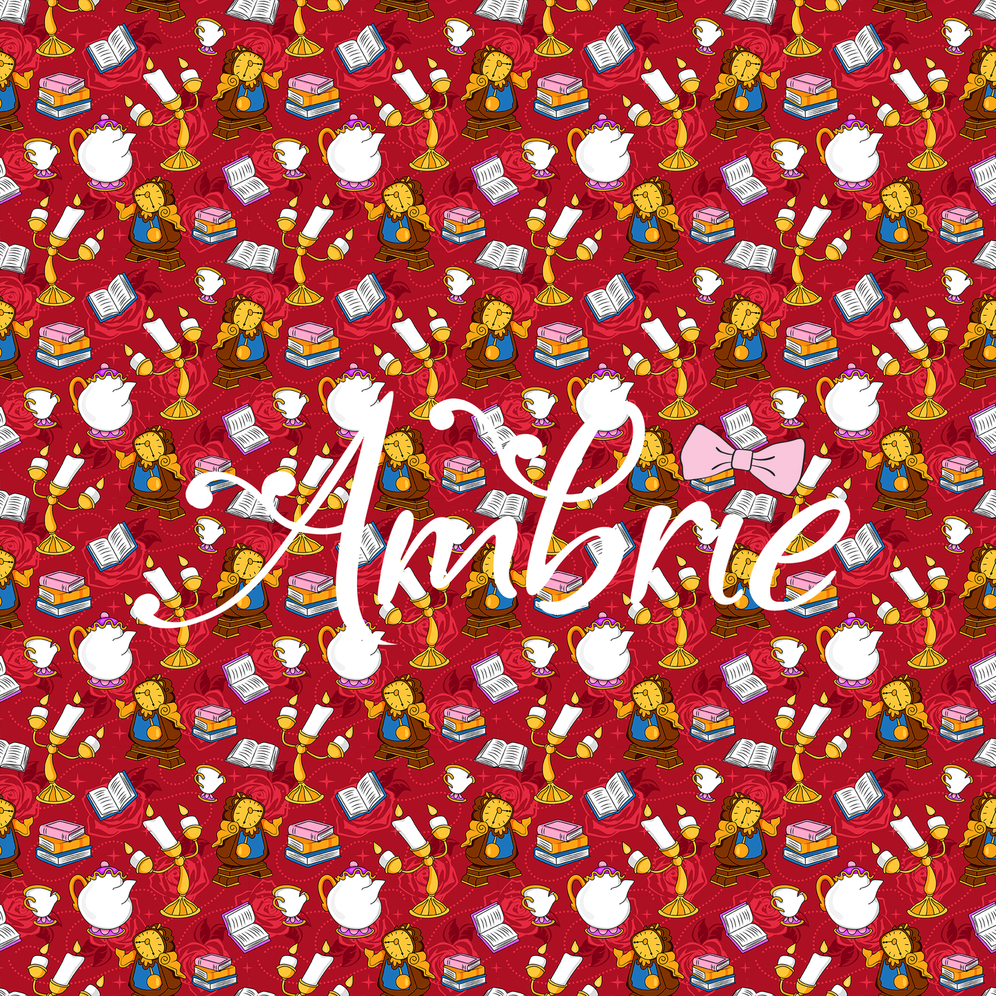 Belle's Friends Seamless Pattern, Magical Cartoon Seamless pattern, Fabric Sublimation