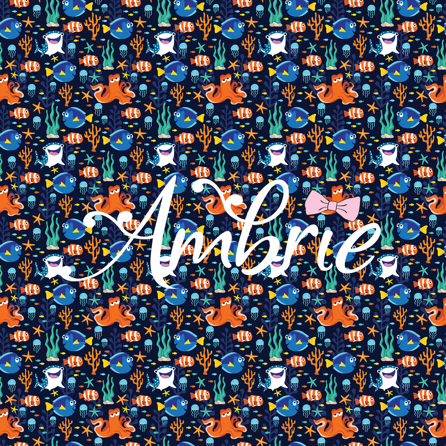 Finding Dory Seamless Pattern, Magical Cartoon Seamless pattern, Fabric Sublimation