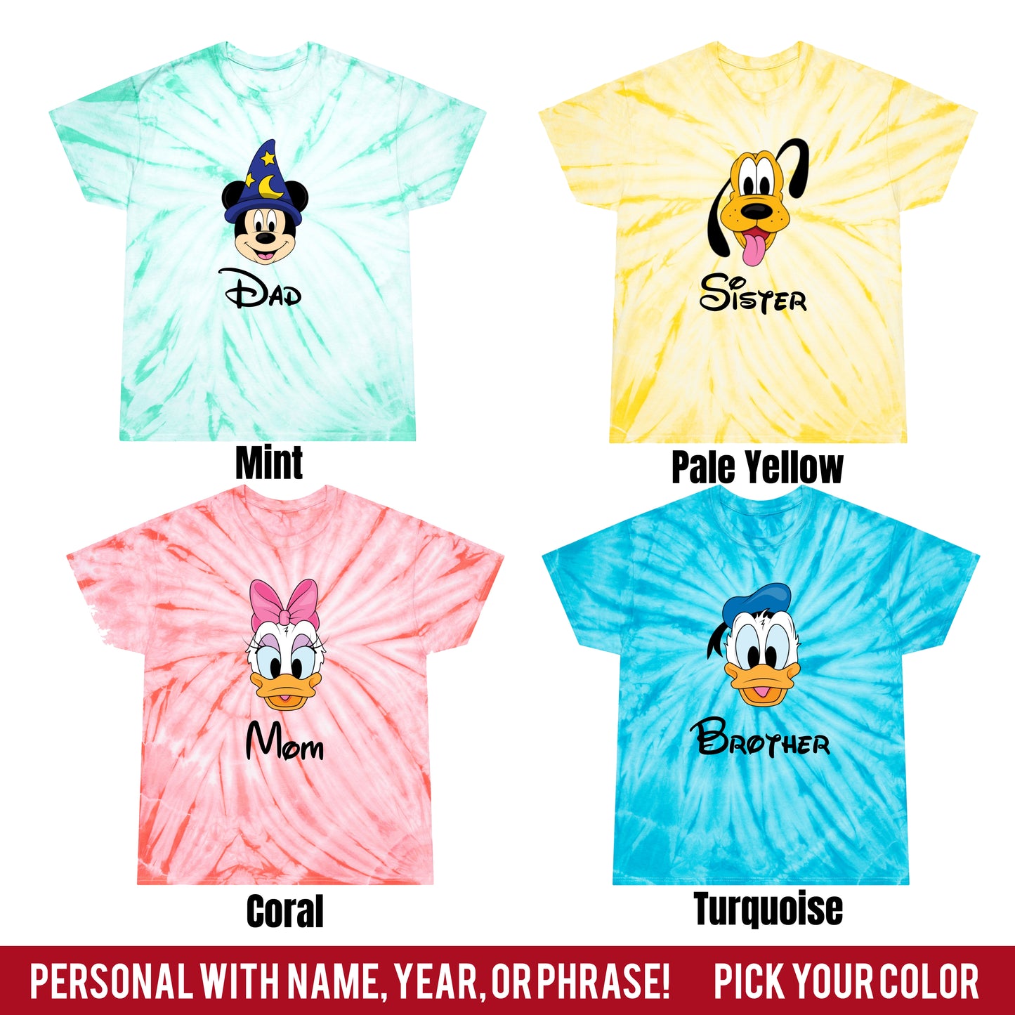 Customizable Family Character Graphic Tie-Dye Tee - Pick Your Character