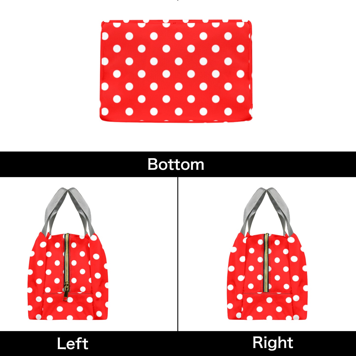 Red With White Polka Dots Portable Lunch Bag