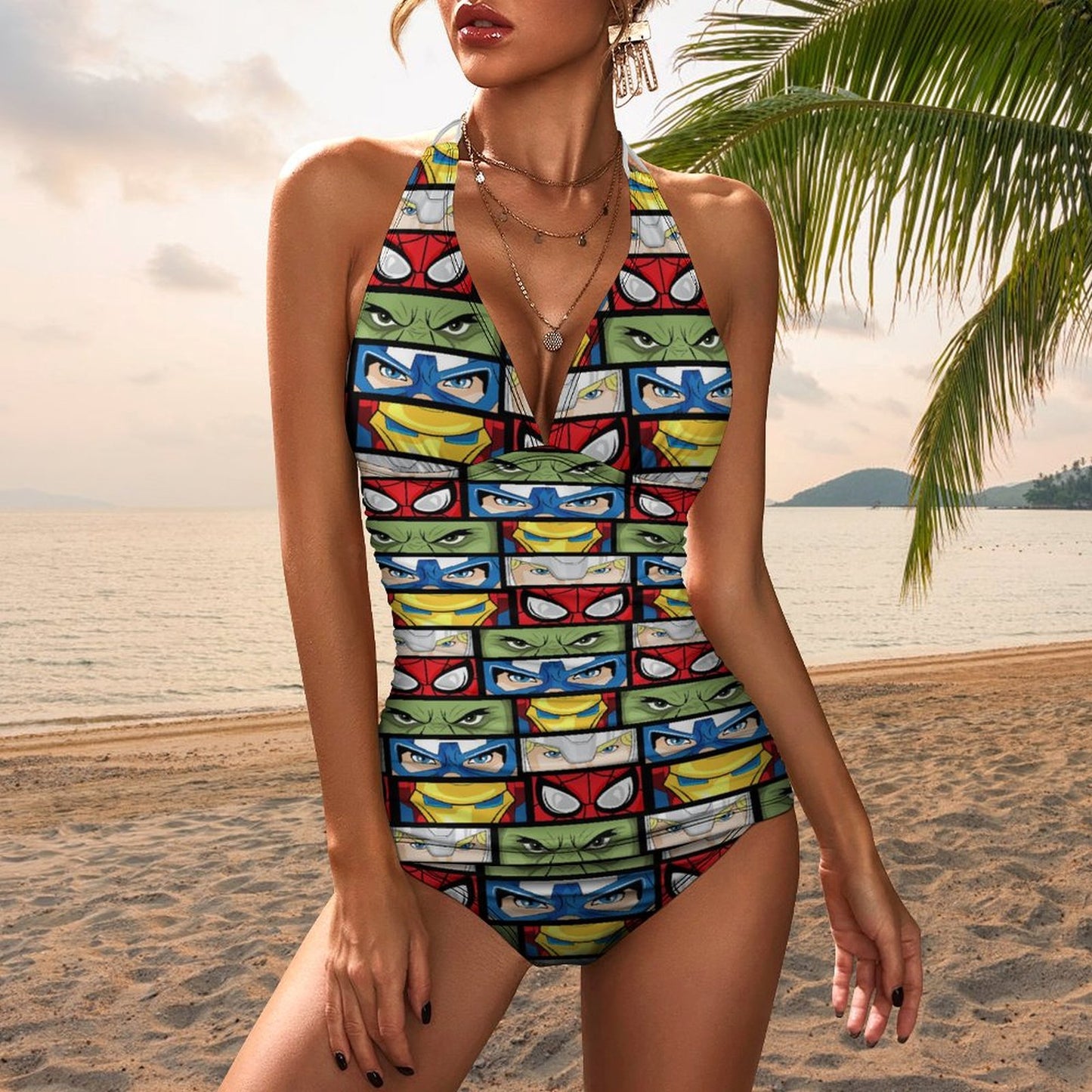 Super Heroes Eyes Women's Split Swimsuit