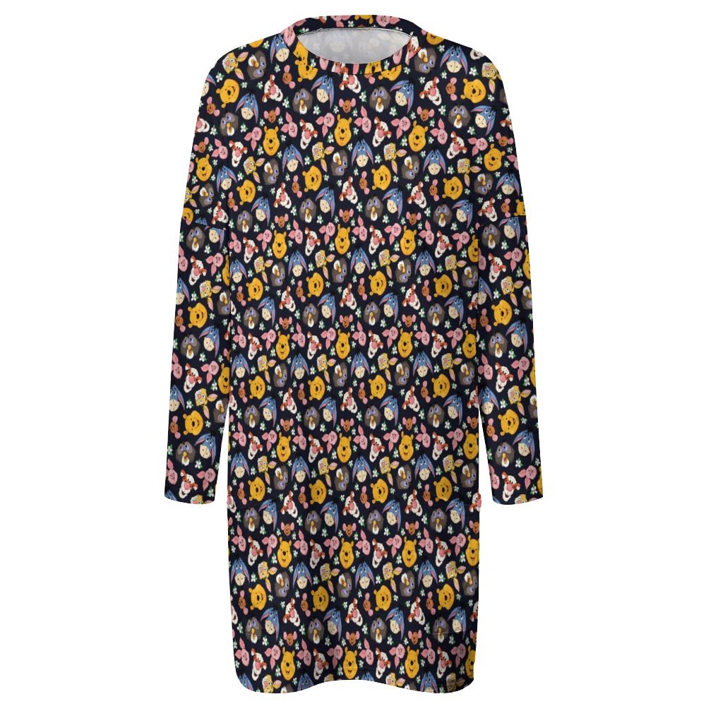 Hundred Acre Wood Friends Women's Long Fit Sweatshirt With Pockets