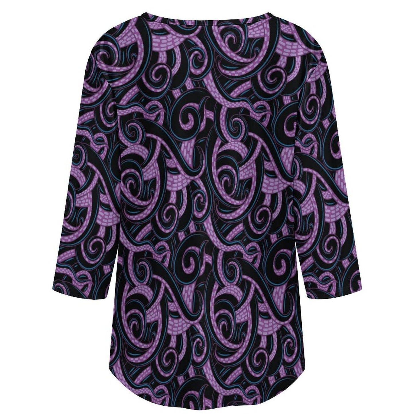 Ursula Tentacles Women's 3/4 Sleeve Pleated Tunic Top - Ambrie